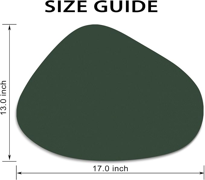 Faux Leather Placemats Set of 6, Wipeable & Washable Table Mats | Waterproof, Heat-Resistant & Easy to Clean Round Place Mats for Dining & Kitchen, 17''x13'', Green - Image 6