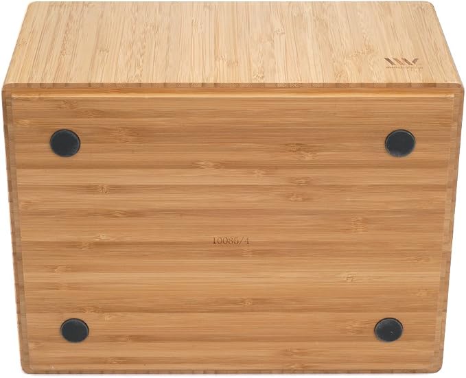 MobileVision Bamboo Storage Box Multi-Purpose Organizer for Kitchen Supplies Holder, Fruit Bin, Cabinets, Pantry with built in handles, stackable, 12” x 9” x 6” With White Clip Included - Image 6