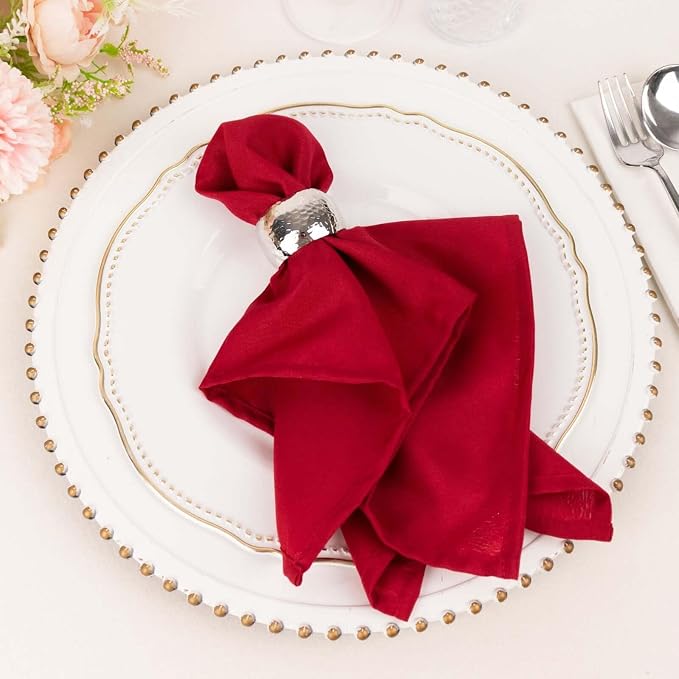 Efavormart Premium Cloth Napkins Set of 5, 17x17 Inch Wine Seamless Dinner Napkins, Washable Linen Table Napkin Cloth with Hemmed Edges for Weddings, Party and Banquet - Image 6
