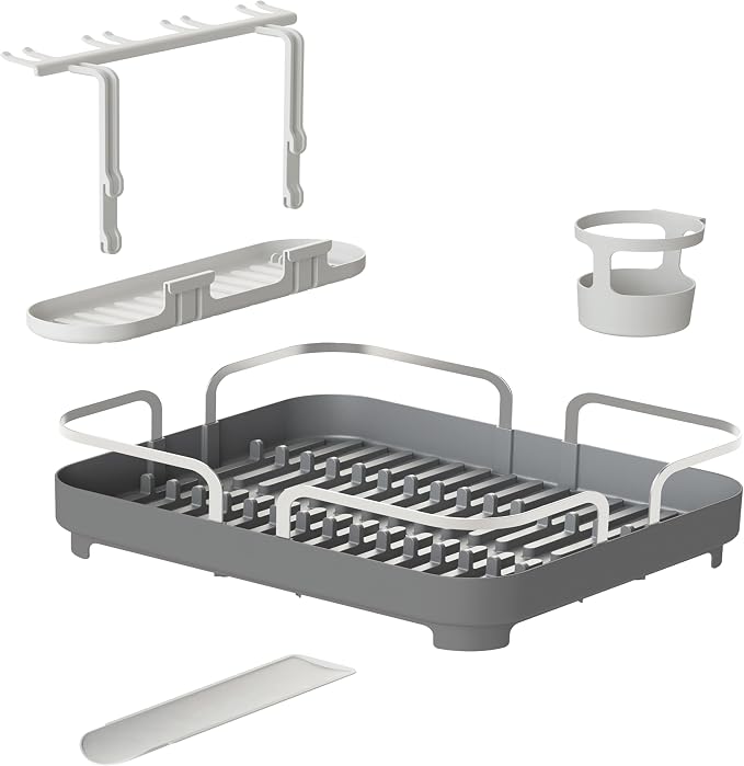 Umbra Holster Dish Rack– Molded Plastic Dish Drying Rack with Drainage Spout, Charcoal - Image 13