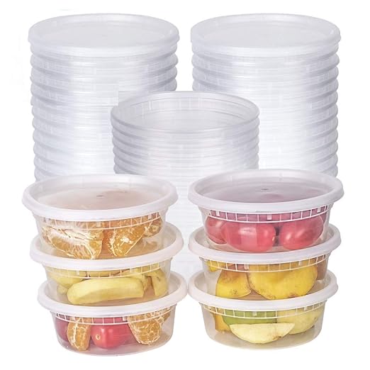 Microwavable Hot and Cold Translucent Plastic Deli Food Storage Container with Lid, 8-Ounce (100-Pack) by Unknown