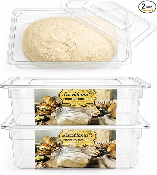 2pcs Dough Proofing Container, 5QT Large Capacity Holds Up to 6.6Lb of Dough, BPA-Free Tray with Lid Dough Rising Box for Bread, Sourdough, Pizza by Lacebloma