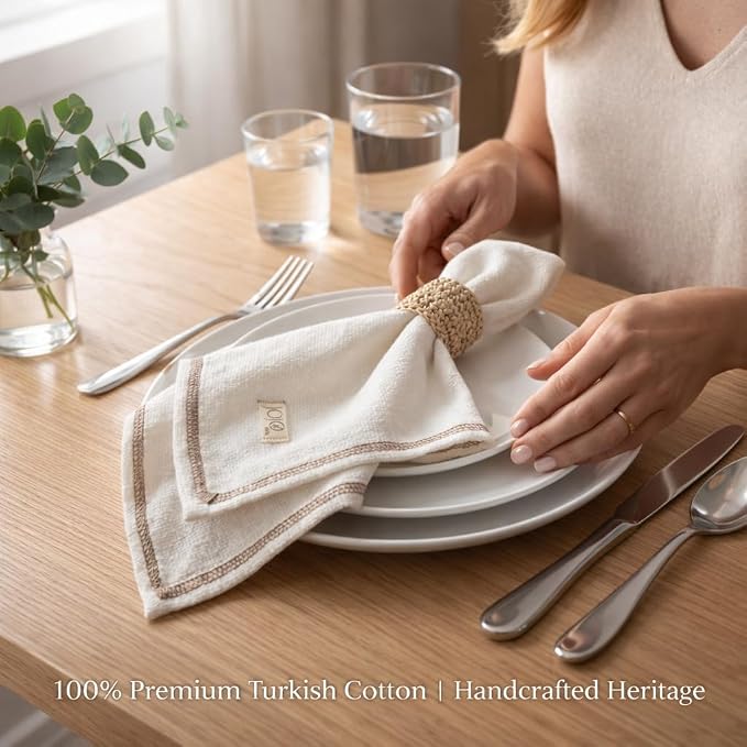 Odin 100% Turkish Cotton Dinner Napkins Set of 4, 18x18 Inch, Clean Edge, Oeko-TEX Certified, Reusable Cloth Napkins for Dining, Entertaining, and Holiday Tables - Image 2