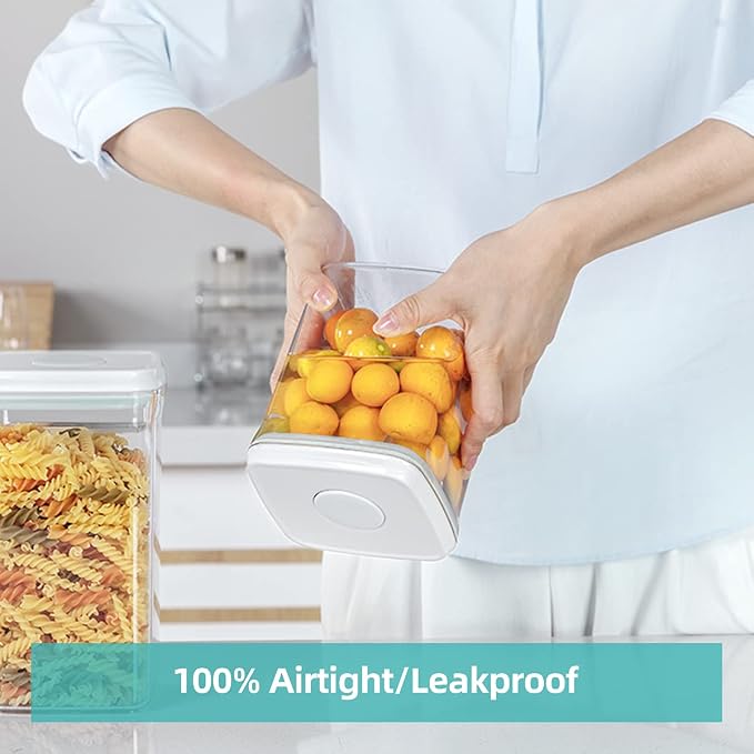 Airtight Food Storage Container - 0.32 QT （380ml Small Pop Up Food Containers With Lids, Bpa Free Stackable Container for Sugar Tea Candy- 8 Labels - Clear - Image 4