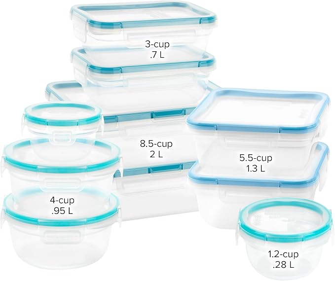 Snapware Plastic Total Solutions (10-Pack, Mixed Sizes) Food Storage Containers Set, Airtight & Leakproof Plastic Locking BPA-Free Lids Tupperware, Freezer Dishwasher Microwave Safe - Image 2