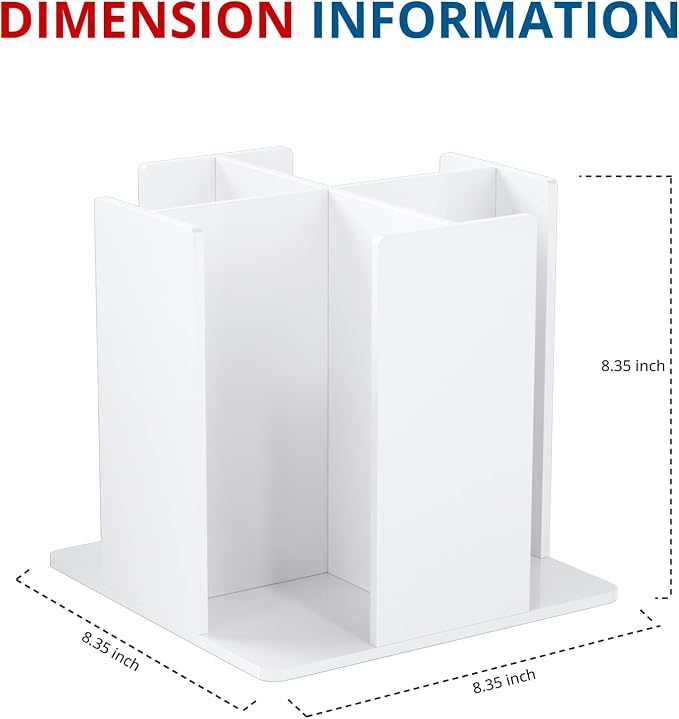 KOTEMON Cup and Lid Holder, 4 Compartment, Square | Rotating Coffee Cup Dispenser Lid Carousel for Restaurant, Buffet, Coffee Station, Bar, Countertop, White Acrylic - Image 5