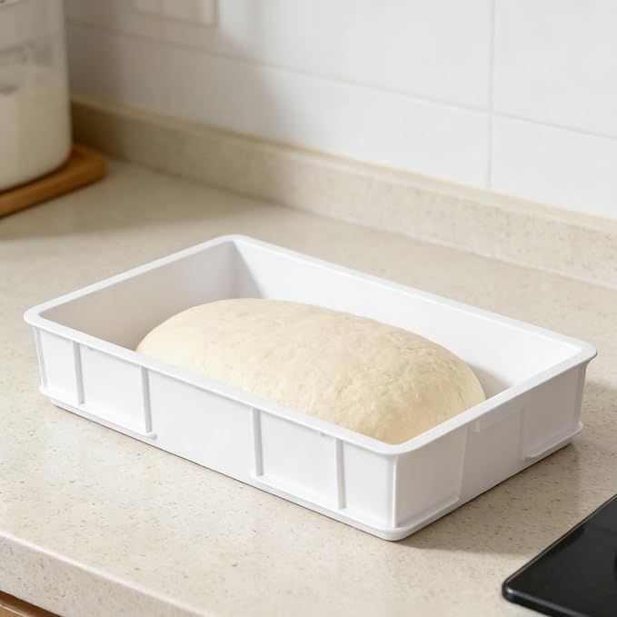 Kekow 4 Pack Stackable Commercial Pizza Dough Proofing Containers, White | BPA Free Food Grade Plastic, Stackable Space-Saving Design, Multi-Dough Proofing Tray, for Bakery Pizzeria Restaurant Use - Image 8