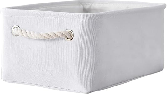 Storage Basket for Gifts Empty - 11.8x7.8x5.2 inch 1 Pack Fabric Storage Cubes, Nursery Organizers and Storage for Closet Cloth Toy Book (White) by TheWarmHome