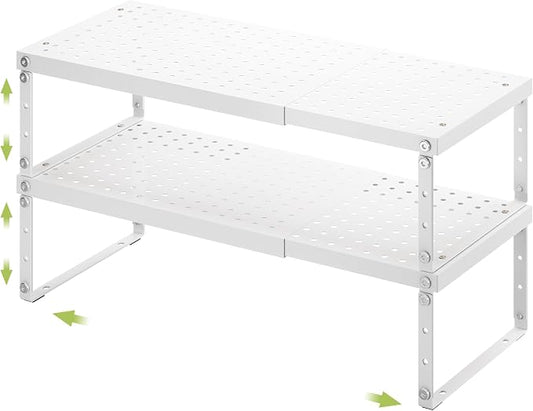 RUILALIFE Expandable Cabinet Organizer Shelf With Adjustable Height, Stackable Kitchen Countertop Organizer Rack, Adjustable Shelf Riser For Kitchen Counter, Pantry, Cupboard, Desk, Tabletop by RUILALIFE