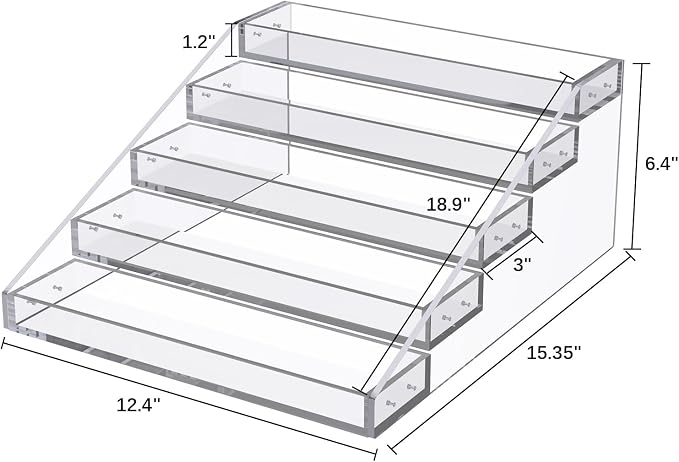 PMMASTO Widen Tiered Spice Rack, Seasoning Organizer, Clear Acrylic Vertical Shelves Can Organizer for Countertop, Cabinet, Pantry, Kitchen Organization and Storage - 5 Tier - Image 4
