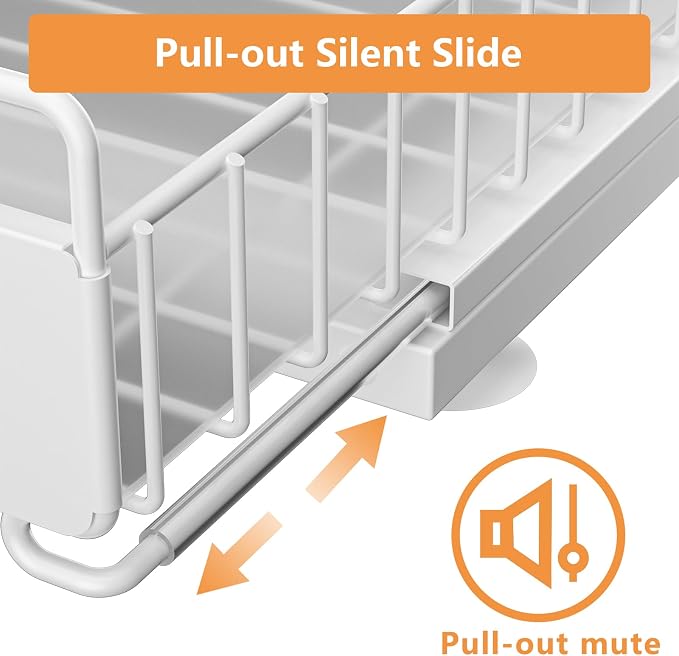 Under Sink Organizer, 2 Packs Under Sink Organizers and Storage, Slide Out Pull Out Cabinet Organizer Shelf with Metal Drawers for Kitchen Bathroom Pantry, White - Image 3