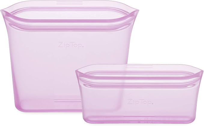 Zip Top Reusable Food Storage Bags | 2 Bag Set [Lavender] | Silicone Meal Prep Container | Microwave, Dishwasher and Freezer Safe | Made in the USA - Image 2