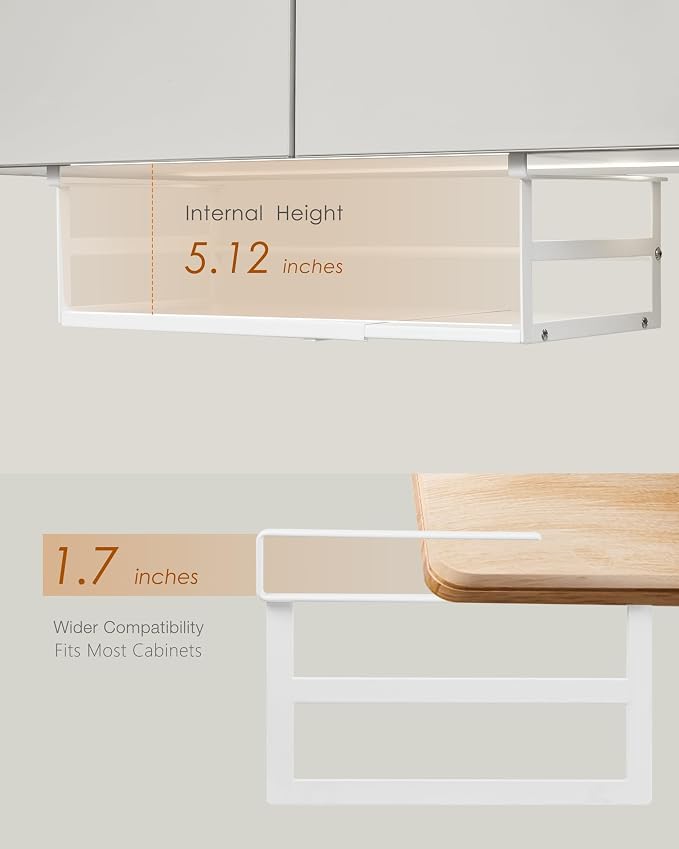 Under Shelf Storage Basket, 2-Pack Under Cabinet Shelf Organizer | Expandable Hanging Basket Holds 35 lbs Add-On Kitchen Pantry Cupboard Counter Laundry 10.04-16.81" W x 7.2" D x 5.12"H - Image 4