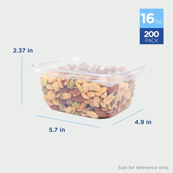 Karat PET Hinged Deli Containers with Lids - Perfect for Pasta Salads, Fruit, Deli Sides, and Home Meal Prep - Clear Plastic Food Containers, Take Out Containers (16oz) - Image 4