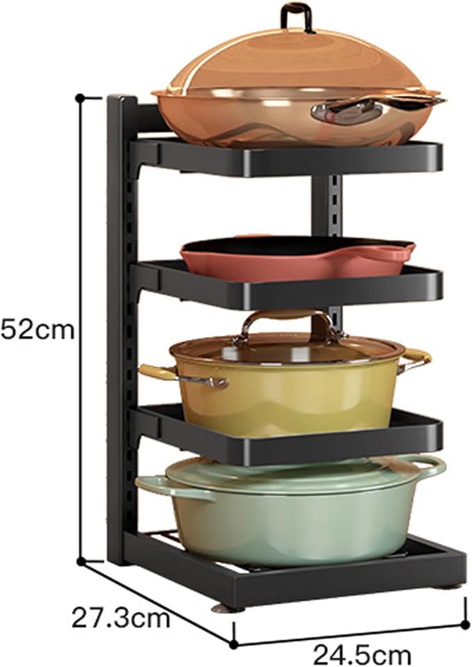 Dxcaicc Pot Organizer Rack for Under Cabinet,Height and Position are Adjustable,lid Organizer for Kitchen Cabinet Organizers and Storage,4 Layer - Image 2