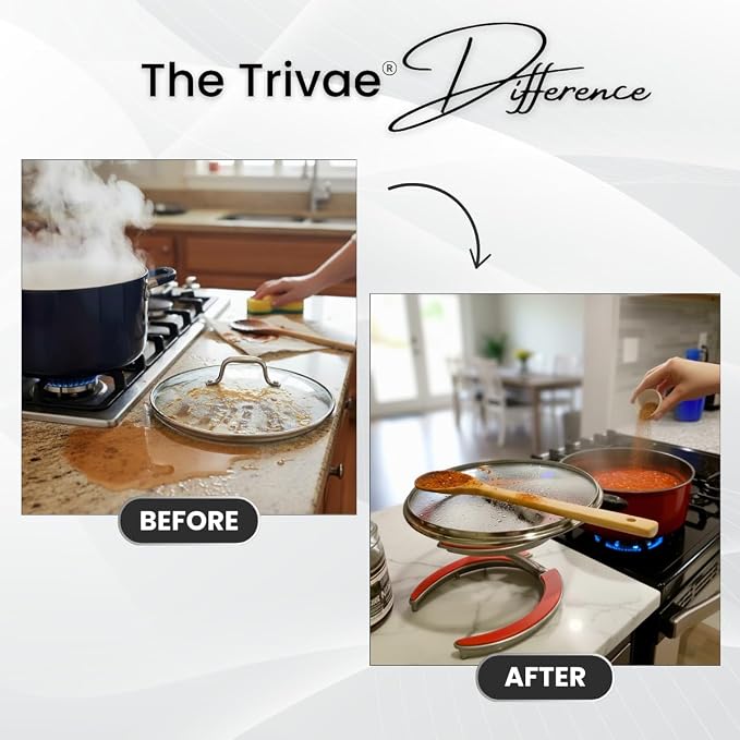 Trivae 4-in-1 Pot Lid Holder and Kitchen Trivet for Countertop – Durable Cast Aluminum Hot Pan Stand & Cake Display – Heat Resistant Silicone, Space Saving Foldable Design - Image 2