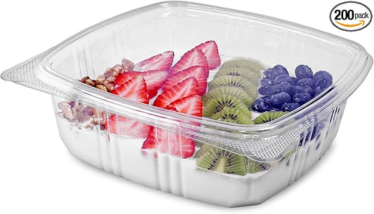 48oz RPET Clear Hinged Lid Deli Container -200Pcs by CleverPackaging