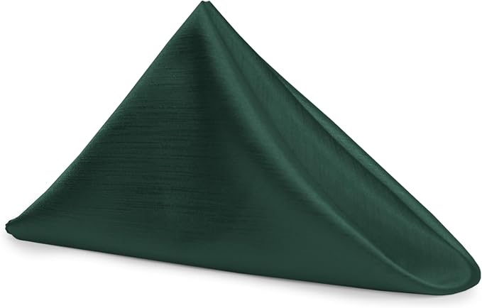 17x17-Inch Shantung Satin Cloth Napkins, Hunter Set of 120 | Bulk Case of 10 Dozen, Square, 100% Polyester Fabric, Reversible, Faux Dupioni Silk Reverse Side, Machine Washable, Green by UltimateTextile