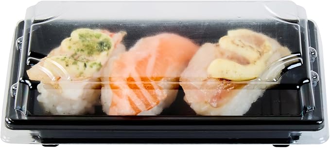 Restaurantware Plastic Sushi Trays 100 Pack of 5.3 x 3.15 x 1.57 Inch With Clear Lids Leak-Resistant Sushi Take Out Boxes Stackable Containers For Grab-And-Go - Image 13