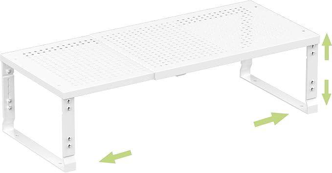 Heavy-Duty Adjustable Metal Shelf Organizer - Expandable & Stackable Pantry Storage Rack for Kitchen, Bathroom, RV, Cabinets(1 Pack/White, Medium) by Unknown