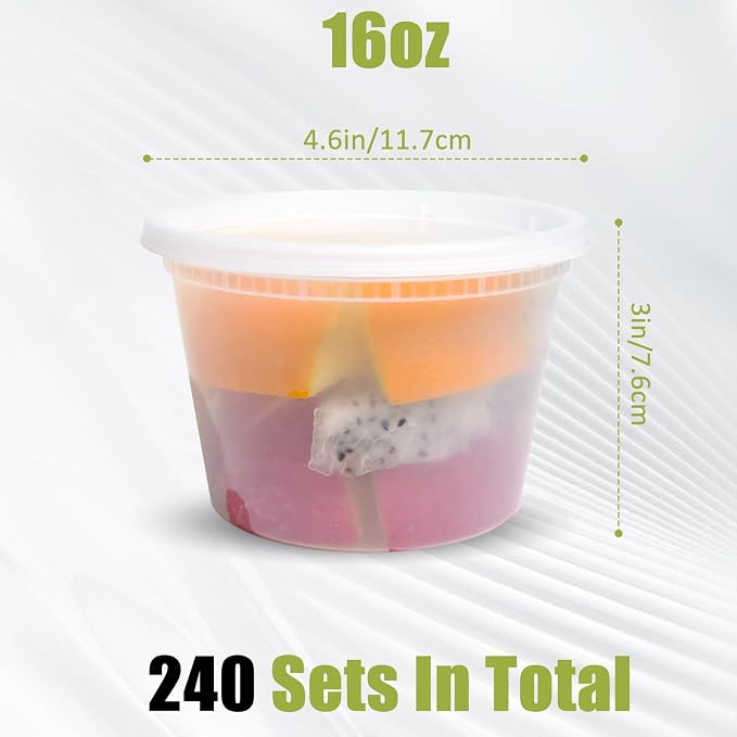 EASYTRIP [240 sets] 16oz Deli Containers with Lids，Food Storage Container with airtight lid，Plastic Soup Containers with Lids Meal Prep/BPA Free/Freezer Safe/Dishwasher Safe/Microwave Safe/Stackable - Image 2