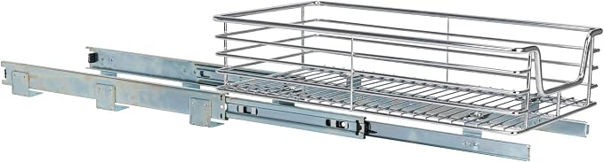 Household Essentials Chrome-Plated Steel Pull-Out Organizer with Artisanal Basket Detailing - Image 10