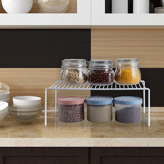 Redrubbit Large (15.7 x 9. 4 Inch) Cabinet Storage Shelf Rack, Rustproof Kitchen Counter and Cabinet Shelf, Storage Rack Organizer for Kitchen, Fridge, Cabinet, Bathroom, Set of 2 - Image 6