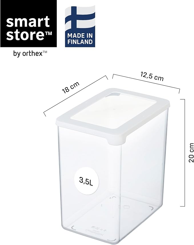 SmartStore Clear Airtight Dry Food Containers with Lids 3.5L Set of 4-20% Bio-based Plastic Storage Box with Lid, BPA Free, Dishwasher Safe - Stacking Kitchen Storage Containers - 12.5 x 18 x 20cm - Image 2