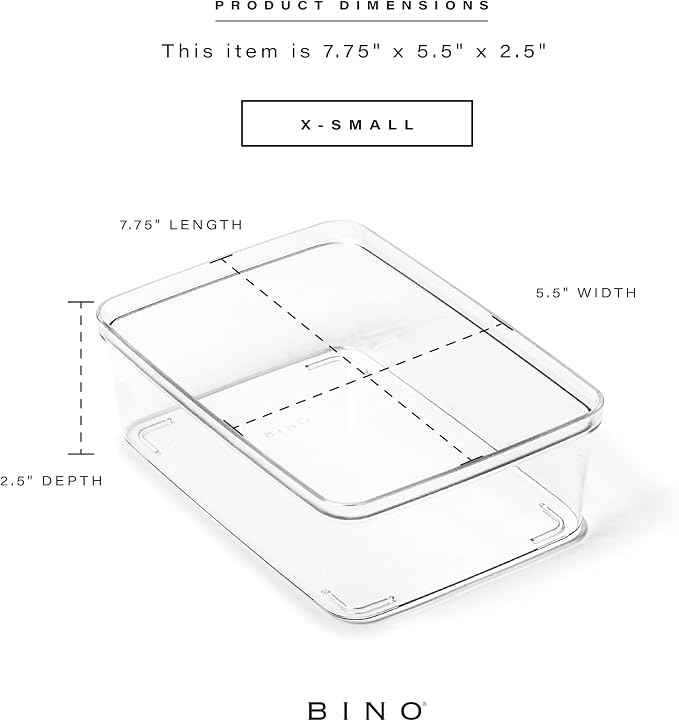 BINO | Plastic Storage Bins, X-Small - 5 Pack | THE LUCID COLLECTION | Multi-Use Built-In Handles BPA-Free Clear Storage Containers | Fridge Organizer | Pantry & Home Organization - Image 2
