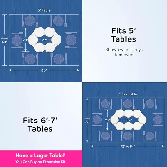 White- The Lazy Susan Revolution - The First Patented Lazy Susan Turntable Expandable for Rectangular & Oblong Tables - Kitchen & Dining Tables - Great Gift! Parties & Gatherings - Image 6