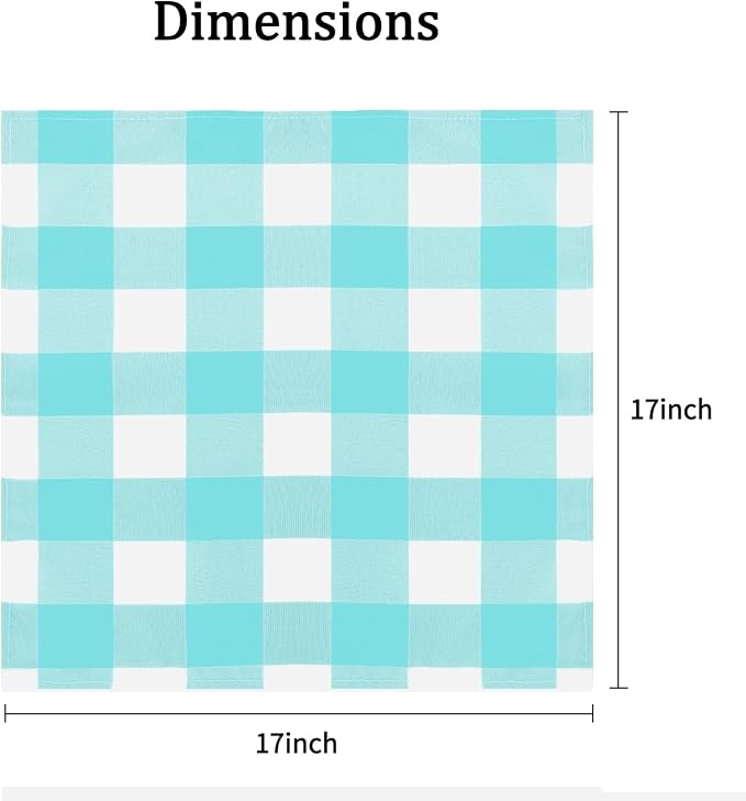 Buffalo Plaid Table Napkins Set of 50 Checkered Cloth Napkins 17x17 inch Washable Dinner Gingham Pattern Napkins Soft Napkins for Wedding Party Dining Banquet(Aqua and White) - Image 2