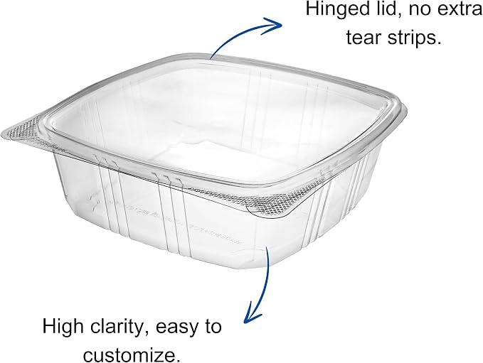 48oz RPET Clear Hinged Lid Deli Container -200Pcs - Image 4