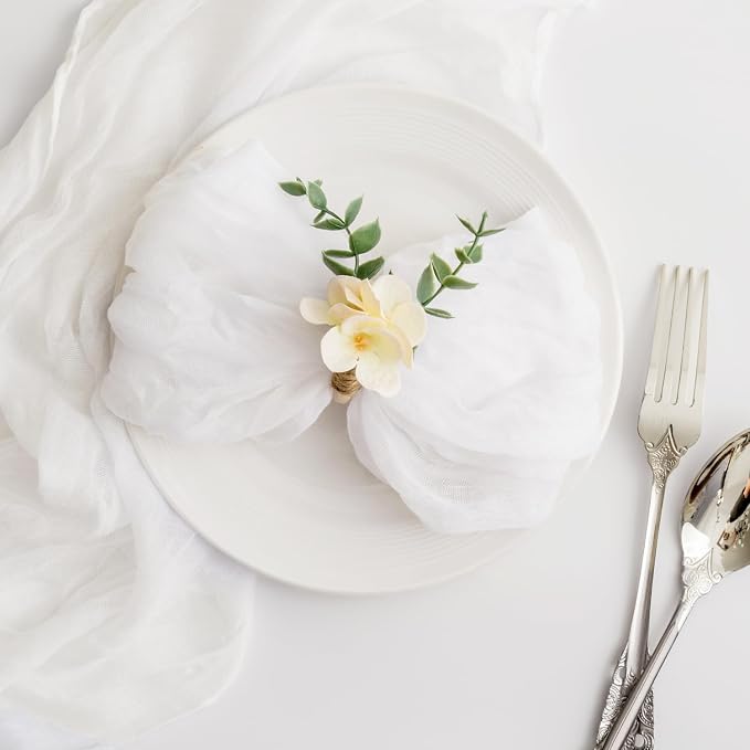 100 Pack White Cheesecloth Napkins Washable 21x21 Inches White Cloth Napkins Set of 100 Dinner Table Napkins for Wedding Cotton Gauze Bridal Baby Shower Rustic Boho Summer Party Table Decor - Image 4