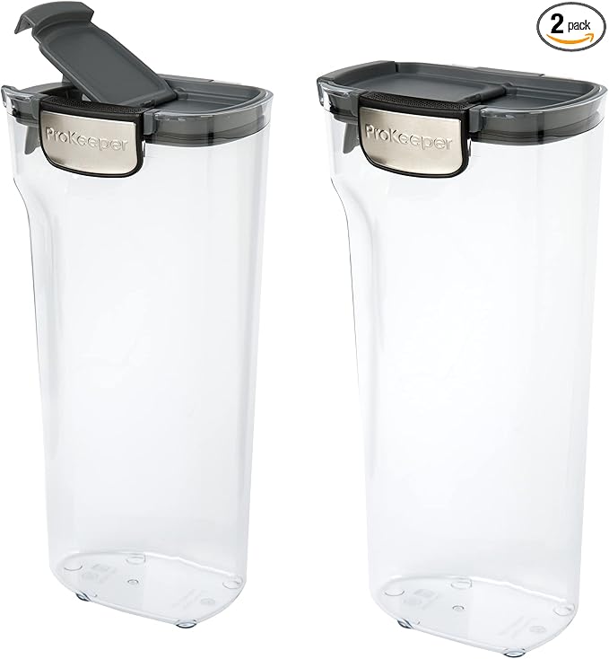 Progressive International ProKeeper+ Clear Plastic Airtight Food Baker's Kitchen Storage Organization Container Canister Set with Magnetic Accessories, 2- Piece Set (Pasta 2.4-Quart) by ProgressiveInternational