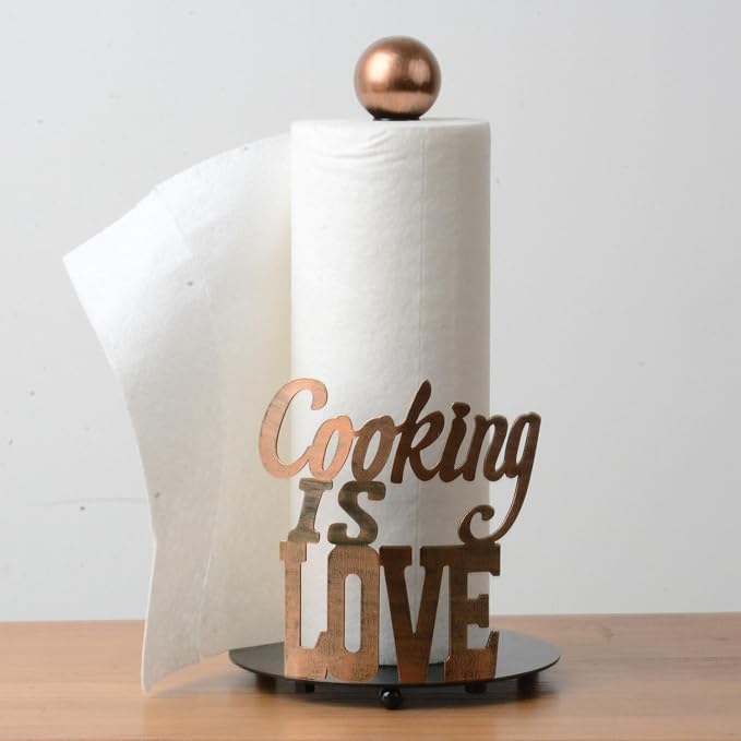HAUCOZE Text Paper Towel Holder Countertop Metal Paper Roll Stand 13.4 Inch | Freestanding Paper Dispenser with Weighted Base Kitchen Decor Table Centerpiece Gift for Dining Room Bathroom - Image 7