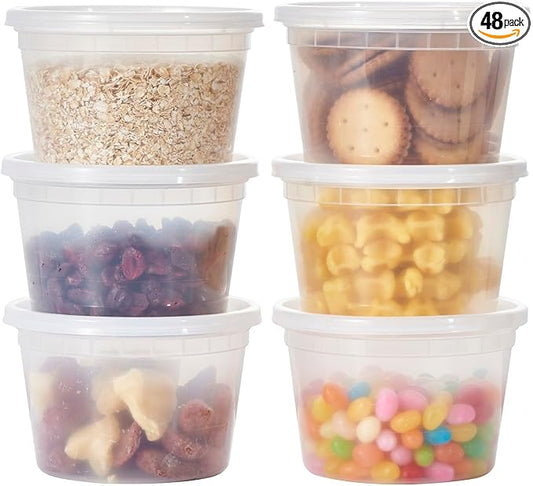 Jaluxing 16 oz. Plastic Deli Containers With Lids, 48 Sets - Leakproof, Stackable, BPA Free, Microwavable, Freezer Safe (Formerly FULING) by JALUXING
