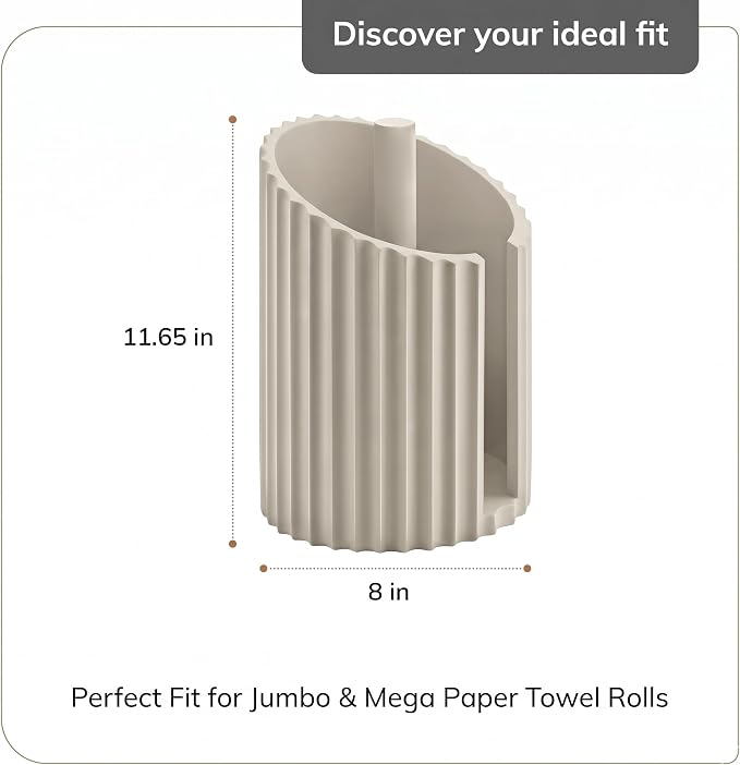 Anji Mountain Wooden Paper Towel Holder with Metal Holder, Holder Stand for Kitchen Roll Organizer & Kitchen Dining Table Home Décor, Countertop Fits Jumbo & Mega Rolls - Chocolate/Black, Fluted - Image 7