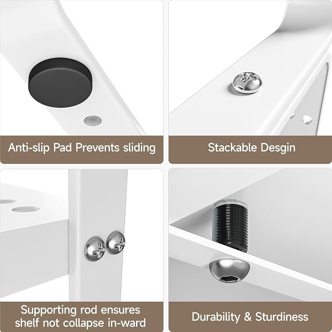 2Pack 16.5-27''L Expandable Stackable Cabinet Shelves, White | 10.2"W x 9.6"H, Adjustable Spice Rack, For Kitchen, Countertop, Pantry and Cupboard - Image 4