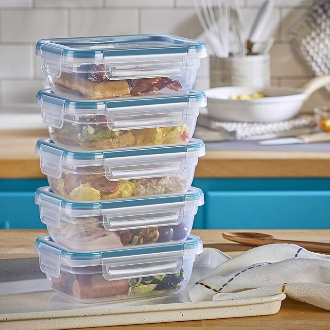 Snapware Total Solutions (3 Cup) Plastic Food Storage Containers Set, Airtight & Leakproof Locking BPA-Free Lids Tupperware, Freezer Dishwasher Microwave Safe (Pack of 10) - Image 11