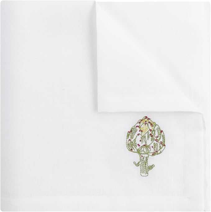 White Linen Napkins Set of 4-100% Pure Linen Embroidered Dinner Napkins 19 x 19 Inch for Spring, Summer Memorial Day - Botanical Embroidery (Garden Harvest Collection) - Image 7
