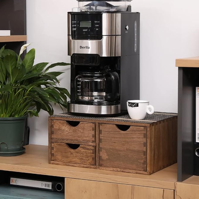 DDYURI Coffee Pods Storage Drawer Holder for Capsules - Multi Functional Desk Organizer Drawers For K cups Coffee Maker Brew - Kitchen Mini Wooden Box Chest Sideboard Counter Organization CF2D3C Dark - Image 6