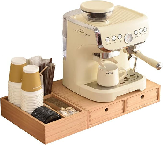 KIRIGEN Wooden Coffee Station Organizer with Drawers, K Cup Holder Natural | 2 Piece Solid Wood Set Storage Box Holds 40+ Pods, Tea Bags, Sugar with Modular Storage for Counters and Coffee Bars by KIRIGEN