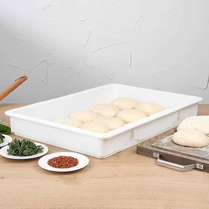 26 x 18 x 3 Inch Proofing Boxes, 10 Rectangle Dough Boxes - Stackable, Dishwasher-Safe, White Plastic Pizza Dough Boxes, Durable, Lids Sold Separately - Image 4