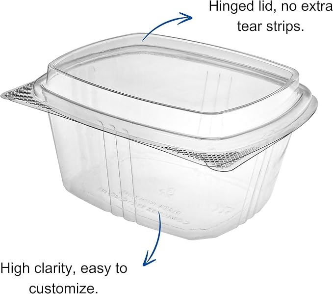 16oz Tall Dome RPET Clear Hinged Lid Deli Container- 200Pcs - Image 4
