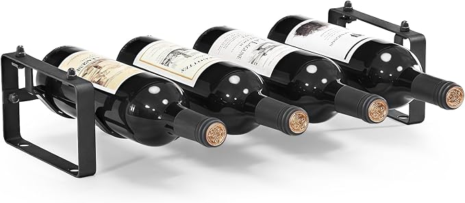 Stackable Wine Rack Countertop, 4 Bottles Bottle Holder for Cabinet | Small Tabletop Wine Holder Stand for Pantry Bar, 1-Tier Angle Adjustable Wine Bottle Rack for Tight Spaces by ICOHOT