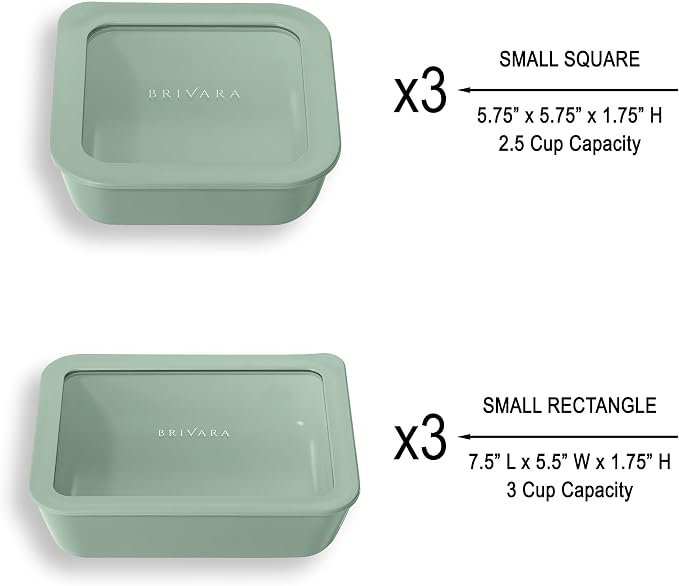 12-Piece Glass Meal Prep Containers Set with Lids (6 Containers + 6 Lids) | Microwave-Safe Airtight Seal, Oven-Safe Ceramic-Coated Glass | Zero Plastic, No PFAS/PFOA/BPA [Willow] - Image 2