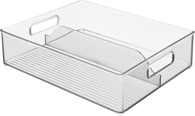 iDesign Divided Pantry Bin with Handle, Clear | For Pantry, For Refrigerator, For Freezer - Image 9