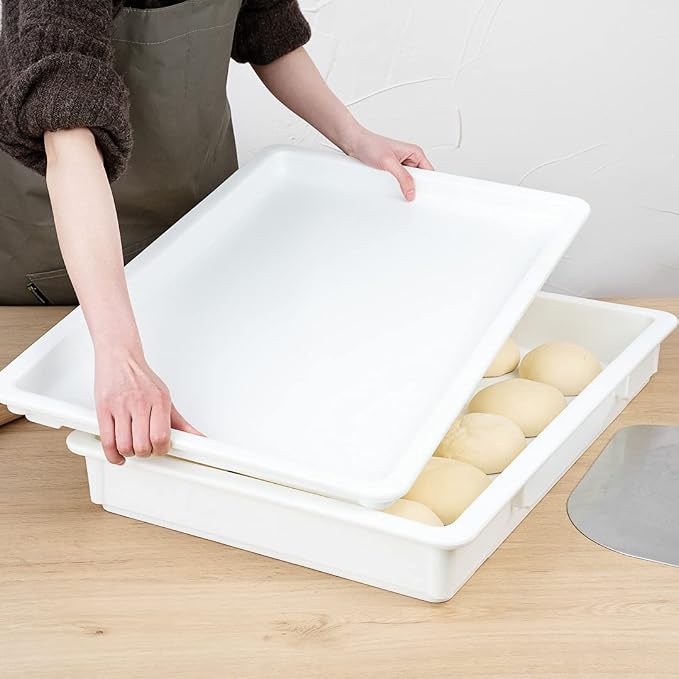 26 x 18 x 3 Inch Proofing Boxes, 10 Rectangle Dough Boxes - Stackable, Dishwasher-Safe, White Plastic Pizza Dough Boxes, Durable, Lids Sold Separately - Image 7