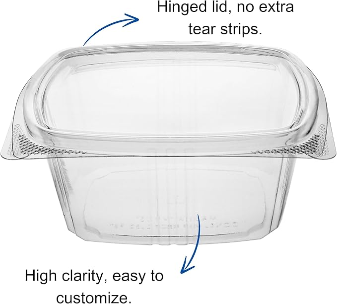 16oz RPET Clear Hinged Lid Deli Container - 200Pcs - Image 4