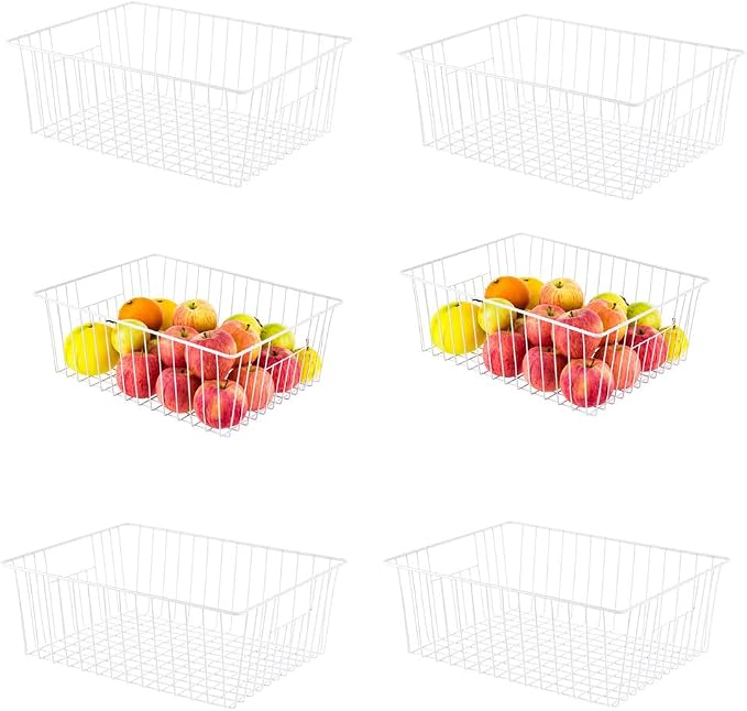 16inch Upright Freezer Organizer Baskets for 13-14,16-21 cu.ft Standup Freezer, Settle freezer chaos and reduce food waste effectively, Durable, Fully Use Space, Improve Air Circulate,Pack 6 by Y.Z.Bros
